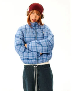 Plaid Quilted High Collar Mid Crop Puffer Jacket 20 Plaid Quilted High Collar Mid Crop Puffer Jacket -Modern Wear Shop O1CN0173PZnb1Hvbm12Key4 2971280820
