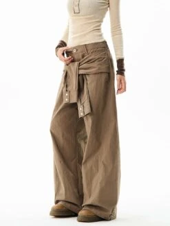 Wide-Leg Cargo Pants With Wraparound Belt Detail -Modern Wear Shop O1CN017HDfcs1DHz34eHo3M 2214114200192