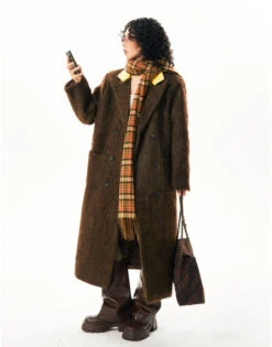 Fuzzy Double Breasted Longline Coat With Corduroy Collar -Modern Wear Shop O1CN0182fIzM1HvbfDA5ixW 2971280820