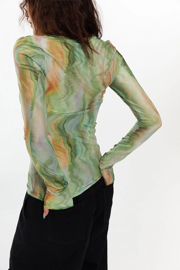 Tie-Dye Translucent Long Sleeve Top 3 Tie-Dye Translucent Long Sleeve Top - Image 3