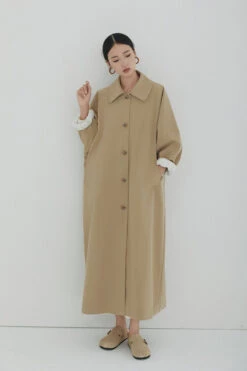 Oversized Collared Button-Up Trench Coat -Modern Wear Shop O1CN018iGsAJ2CGmXtWNJ7g 2267018447