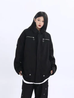 Double Star Pocket Zip Oversized Bomber Jacket 22 Double Star Pocket Zip Oversized Bomber Jacket -Modern Wear Shop O1CN0194Kbfm1lLp6qkVEO1 1795904803