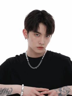 Asymmetric Beaded Chain And Faux Pearl Necklace