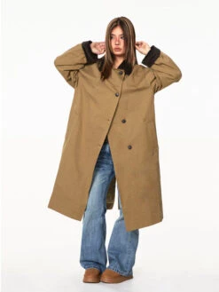 Contrast Corduroy Collar Oversized Single-Breasted Trench Coat With 11 Contrast Corduroy Collar Oversized Single-Breasted Trench Coat With -Modern Wear Shop O1CN01BXTGHS1xG7muQyCKE 3911136415