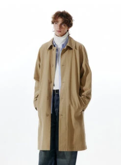 Slim Trench Single Breasted Coat With Pockets