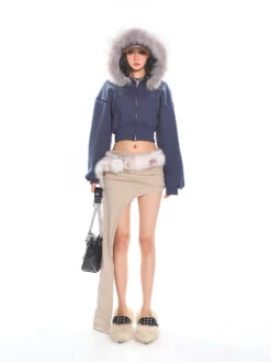 Cropped Faux Fur Hoodie Balloon Sleeves Jacket -Modern Wear Shop O1CN01Cq1qz91iBnoUXeljc 2201256844375