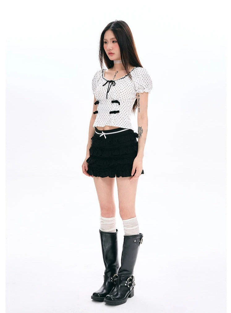 Layered Ruffle Mini Skirt With Bow Detail 7 Layered Ruffle Mini Skirt With Bow Detail - Image 7