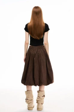 Pleated Balloon Suede Midi Skirt -Modern Wear Shop O1CN01EAHjRQ1qokQUZnI4u 618895543