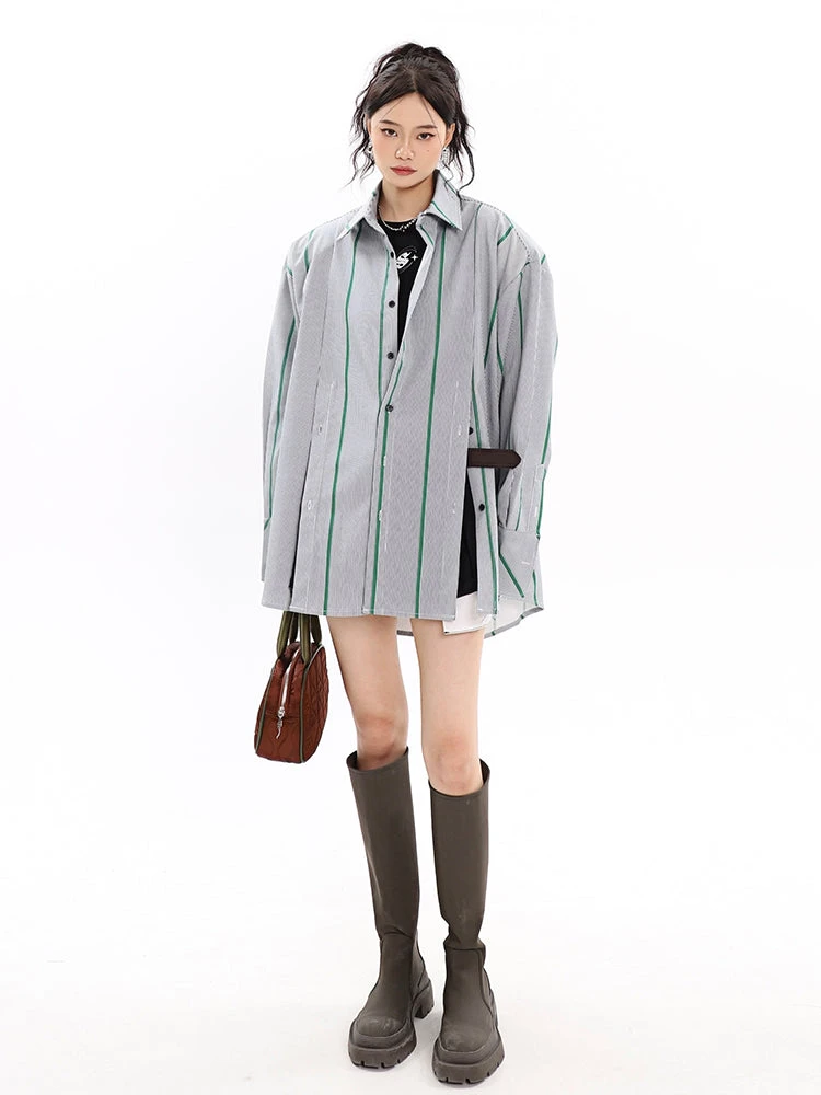 Pinstripe Button Shirt With Shoulder Pads 10 Pinstripe Button Shirt With Shoulder Pads - Image 10