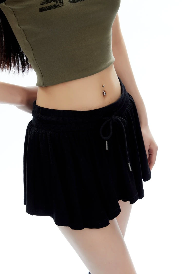 Pleated Jersey Mini Skirt With Drawstring Waist 5 Pleated Jersey Mini Skirt With Drawstring Waist - Image 5
