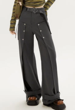 High-Waist Wide-Leg Pants With Button Split Design -Modern Wear Shop O1CN01F9CVXu2AwnZrXj7fX 803368268