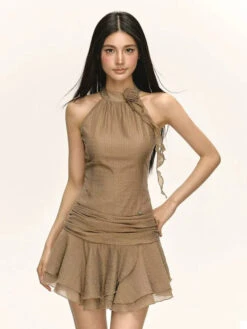 Halter Neck Textured Mini Dress With Rosette Detail -Modern Wear Shop O1CN01FHG1Tw1NvVQf1nkIq 4611686018427386768 0 tbbala jpg 960x960 jpg