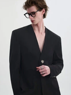 Distressed Hem Single Breasted Blazer With Patch Pockets 22 Distressed Hem Single Breasted Blazer With Patch Pockets -Modern Wear Shop O1CN01FHHOJ11Cf3KIzKCGL 668530107