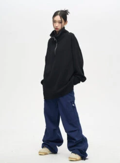 Semi High Neck Half Zip Oversized Knit Pullover -Modern Wear Shop O1CN01FJ7O5k1r3OrHG3n4h 1124265575