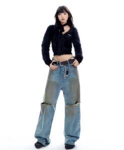 Fuzzy Cropped Scarf-Detail Cardigan With Button Front -Modern Wear Shop O1CN01FJAjwz2NBFRSkrKVU 2200576249924