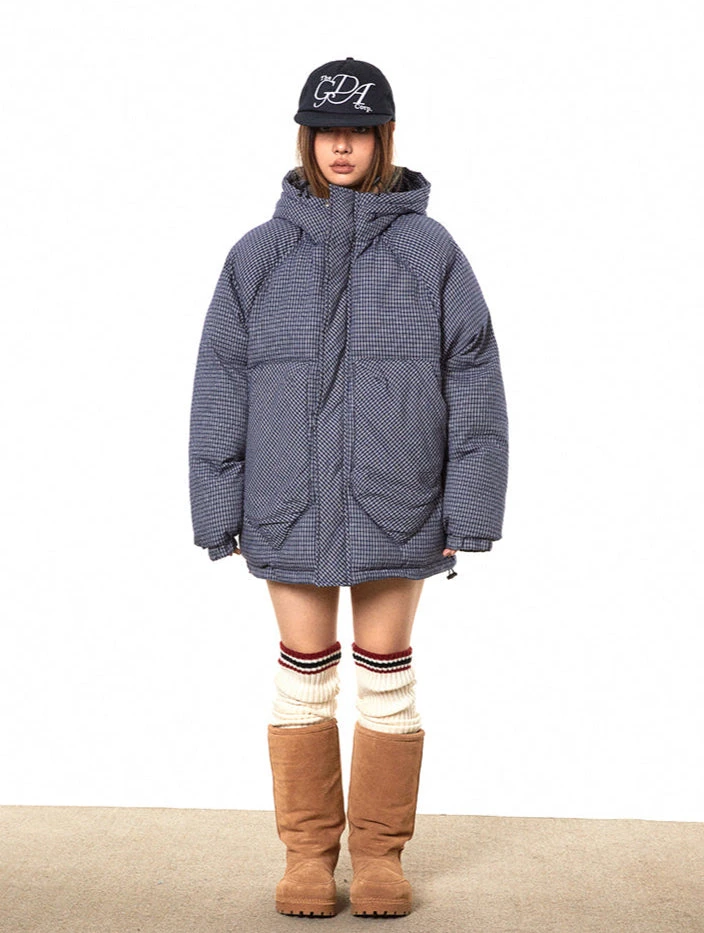 Oversized Plaid Puffer Hooded Jacket With Pockets 11 Oversized Plaid Puffer Hooded Jacket With Pockets - Image 11