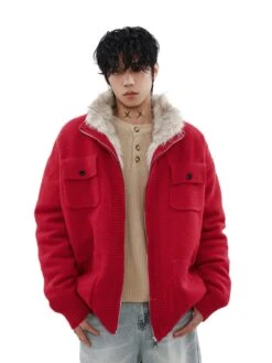 Faux Fur Lined Ribbed Trim Zip Knit Jacket -Modern Wear Shop O1CN01FTH2mN1VQpnoGd3nX 2434502648