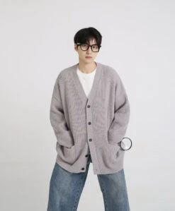 Oversized Ribbed Knit Cardigan With Button Front -Modern Wear Shop O1CN01FgMrqV1sgABGgEc2J 738455795