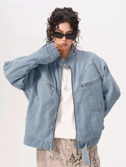 High Collar Drop Shoulder Jacket With Zip Pocket Details -Modern Wear Shop O1CN01G0YbvW1ELTg2OLKUw 2210973550335 jpg q50 jpg