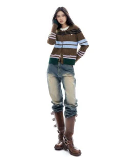 Slim Striped Cable-Knit Cardigan Sweater -Modern Wear Shop O1CN01GCE0Y62NBFT2jXl4s 2200576249924