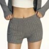 Cable Knit Elastic Waistband Shorts