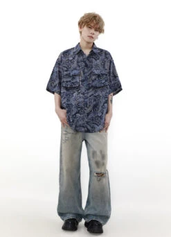 Paisley Print Short Sleeve Button Shirt With Flap Chest Pockets -Modern Wear Shop O1CN01GZiKQE1VQpk0OIInn 2434502648