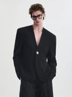 Distressed Hem Single Breasted Blazer With Patch Pockets 19 Distressed Hem Single Breasted Blazer With Patch Pockets -Modern Wear Shop O1CN01H1As2r1Cf3KMxJszJ 668530107