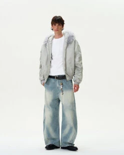 Ruched Sleeve Faux Fur Hooded Bomber Jacket 15 Ruched Sleeve Faux Fur Hooded Bomber Jacket -Modern Wear Shop O1CN01HUEG261QxkAZtAQHZ 4008732043