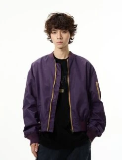 Relaxed-Fit Bomber Jacket With Contrast Zipper