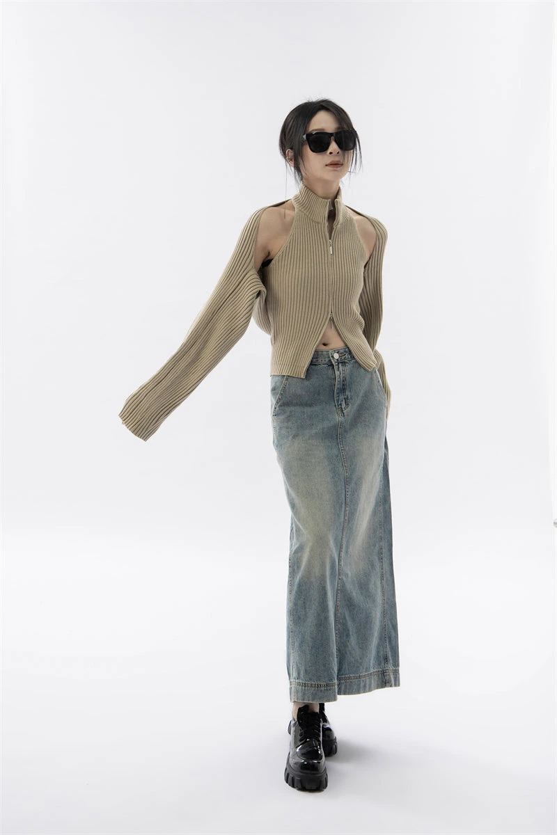 Double Zip High Neck Knit Vest And Shrug Top 5 Double Zip High Neck Knit Vest And Shrug Top - Image 5