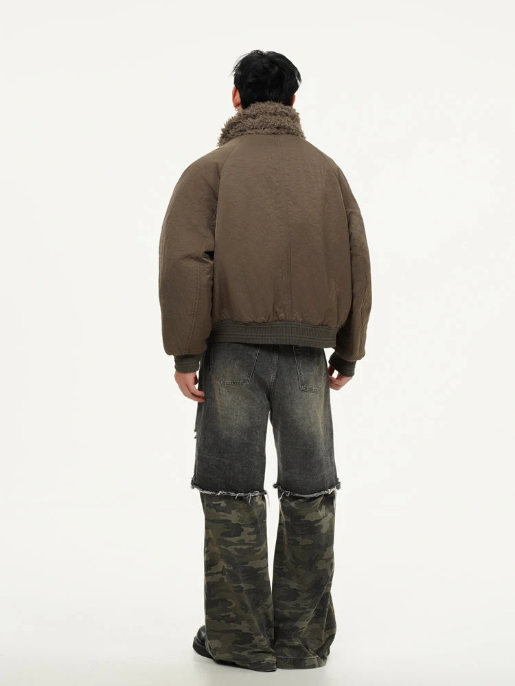 Sherpa Collar Bomber Jacket With Snap Button Pockets 9 Sherpa Collar Bomber Jacket With Snap Button Pockets - Image 9