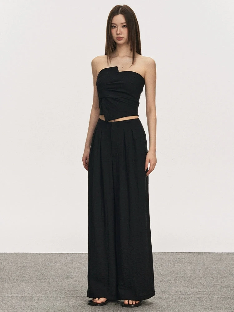 Strapless Asymmetric Top And Wide Leg Pleated Pant Two-Piece Set 6 Strapless Asymmetric Top And Wide Leg Pleated Pant Two-Piece Set - Image 6