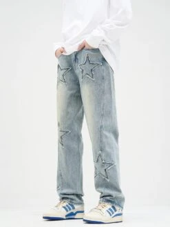 Star Patchwork Faded Straight Fit Jeans -Modern Wear Shop O1CN01IGpQGG1Qxjxny7PWA 4008732043