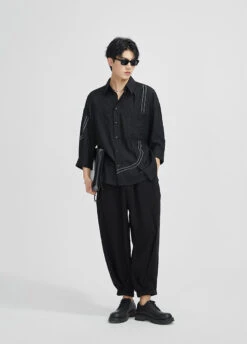 Oversized Contrast-Detail Button Shirt With Cropped Sleeves 11 Oversized Contrast-Detail Button Shirt With Cropped Sleeves -Modern Wear Shop O1CN01IiLbVr1JBvK8VbgYH 2950750991