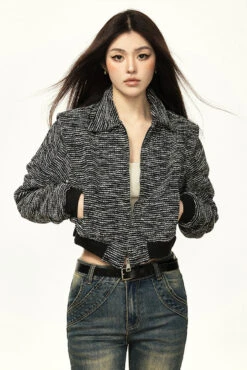 Textured Zip-Up Cropped Jacket With Contrast Ribbed Trim 19 Textured Zip-Up Cropped Jacket With Contrast Ribbed Trim -Modern Wear Shop O1CN01IocM3C1rwoxmhNJA5 2215877315696