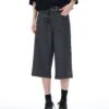 Mid Waist Wide Leg Bermuda Shorts