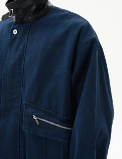 Oversized Worker Jacket With Contrast Faux Leather Collar -Modern Wear Shop O1CN01JDD2q81r3P5gWXkze 1124265575