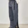 Wide-Leg Utility Adjustable Waist Pants With Zipped Side Slits
