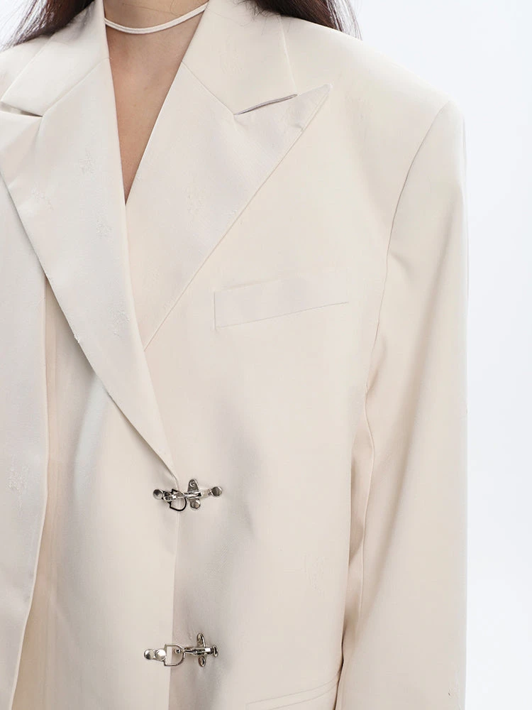 Oversized Notch Lapel Double-Breasted Blazer With Silver Accents 15 Oversized Notch Lapel Double-Breasted Blazer With Silver Accents - Image 15