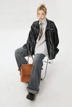 Fold Over Collar Faux Leather Jacket -Modern Wear Shop O1CN01LIIZcQ1SCgWV7BjI7 2215090042211