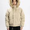 Removable Faux Fur Hoodie Bomber Jacket With Ribbed Hem