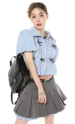 Stripe Cold Shoulder Button Top -Modern Wear Shop O1CN01LkaLl7281t43F92Sc 800637873