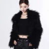 Shaggy Faux Fur Open Front Coat