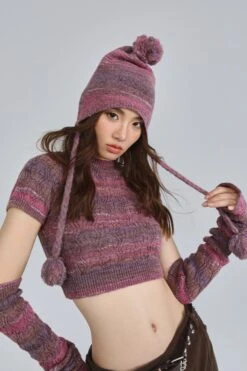 Textured Knit Cropped Sweater Top With Arm Warmer Sleeves -Modern Wear Shop O1CN01MIJ30L29k8y2JRhnd 2582478105