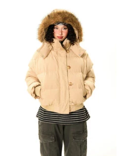 Puffer Bomber Jacket With Detachable Faux Fur Hood -Modern Wear Shop O1CN01MVF3y91HvbnEkWBPr 2971280820 1