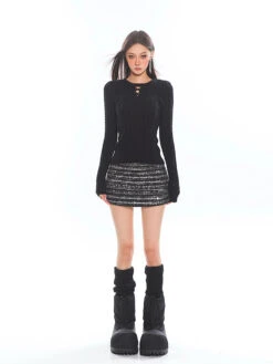 Cable Knit Cutout Long Sleeve Sweater Top -Modern Wear Shop O1CN01MVY5U31iBnnxu09Lu 2201256844375