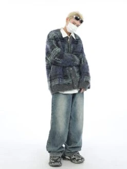 Fuzzy Mohair Knit Plaid Cardigan 10 Fuzzy Mohair Knit Plaid Cardigan -Modern Wear Shop O1CN01Mex7Yq1bMbd3Xzg6f 4252483451