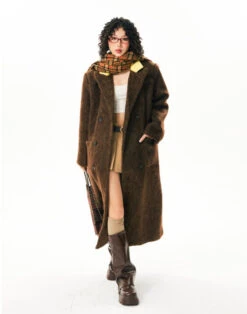 Fuzzy Double Breasted Longline Coat With Corduroy Collar -Modern Wear Shop O1CN01MlFHlp1HvbfFsgYsY 2971280820
