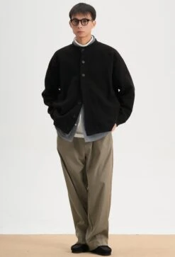 Waffle Textured Button Up Bomber Jacket -Modern Wear Shop O1CN01Mq8VDr2IBdjbf0nFb 2741639248