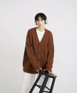 Oversized Ribbed Knit Cardigan With Button Front -Modern Wear Shop O1CN01MwW1cR1sgABGgD8ba 738455795 1